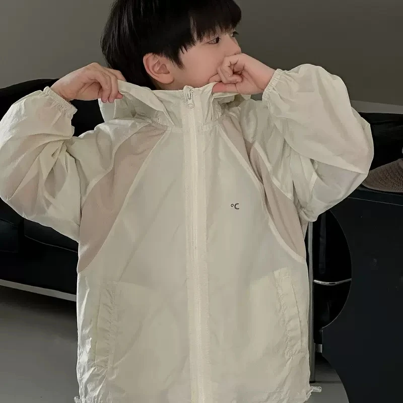 男童防晒衣外套2024新款男孩防晒服夏装透气儿童薄款连帽上衣女童
