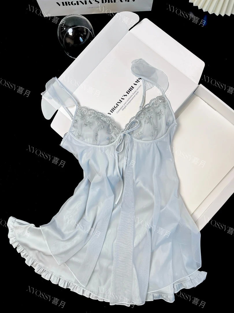 木耳边睡衣女性感夏季冰丝新款高级感家居服纯欲蕾丝吊带纯欲睡裙