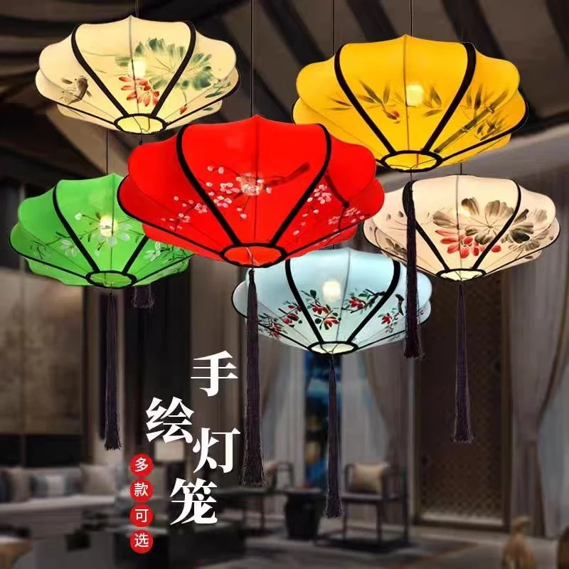 古风飞碟布艺灯笼国潮风适用茶楼景点民宿大气传统新中式优质工艺