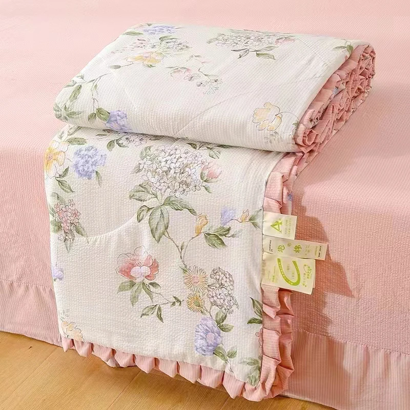 【明媚】夏季家纺新品泡泡纱夏被四件套（标准1.8米床）舒适透气