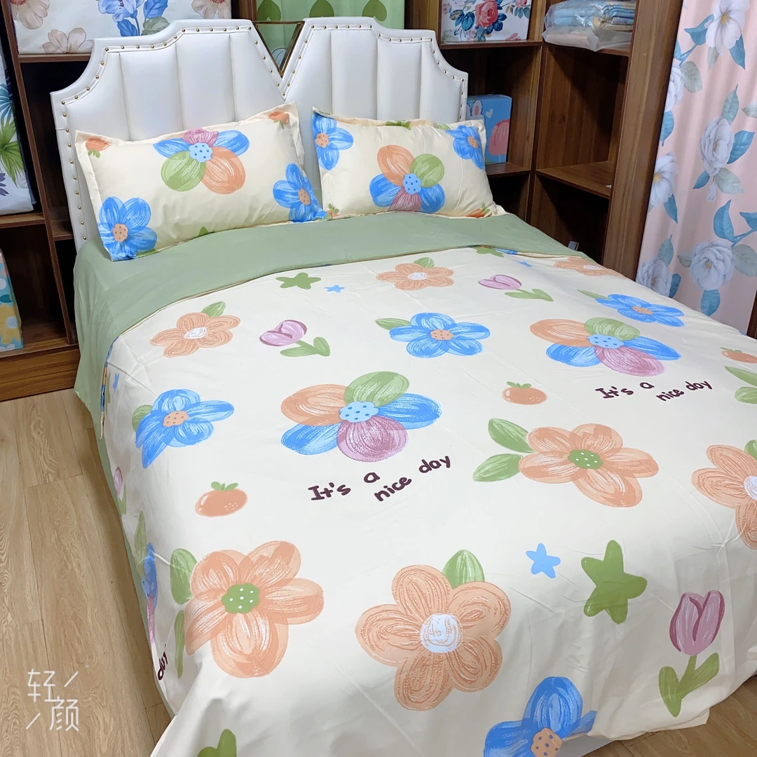 【F初晴花语】双人四件套（标准1.8m床）加厚秋冬斜纹磨绒舒适