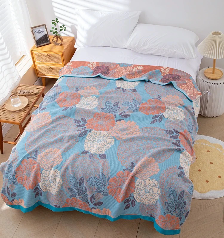 【牡丹花】居家好物热销爆款多层纱布毯新款秋冬午睡舒适柔软透气