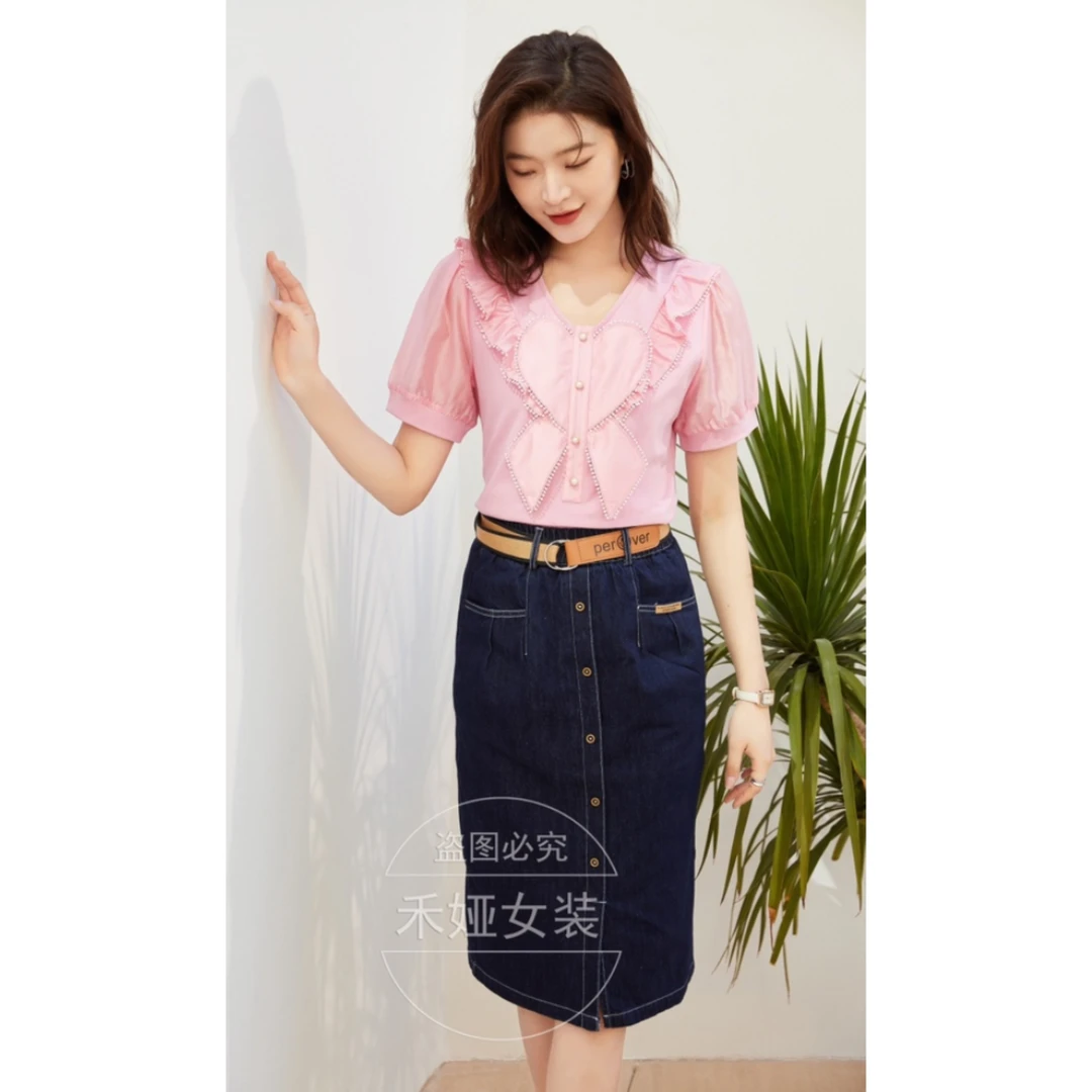 希茜8367  夏季显瘦雪纺上衣气质时尚小衫休闲雪纺衫