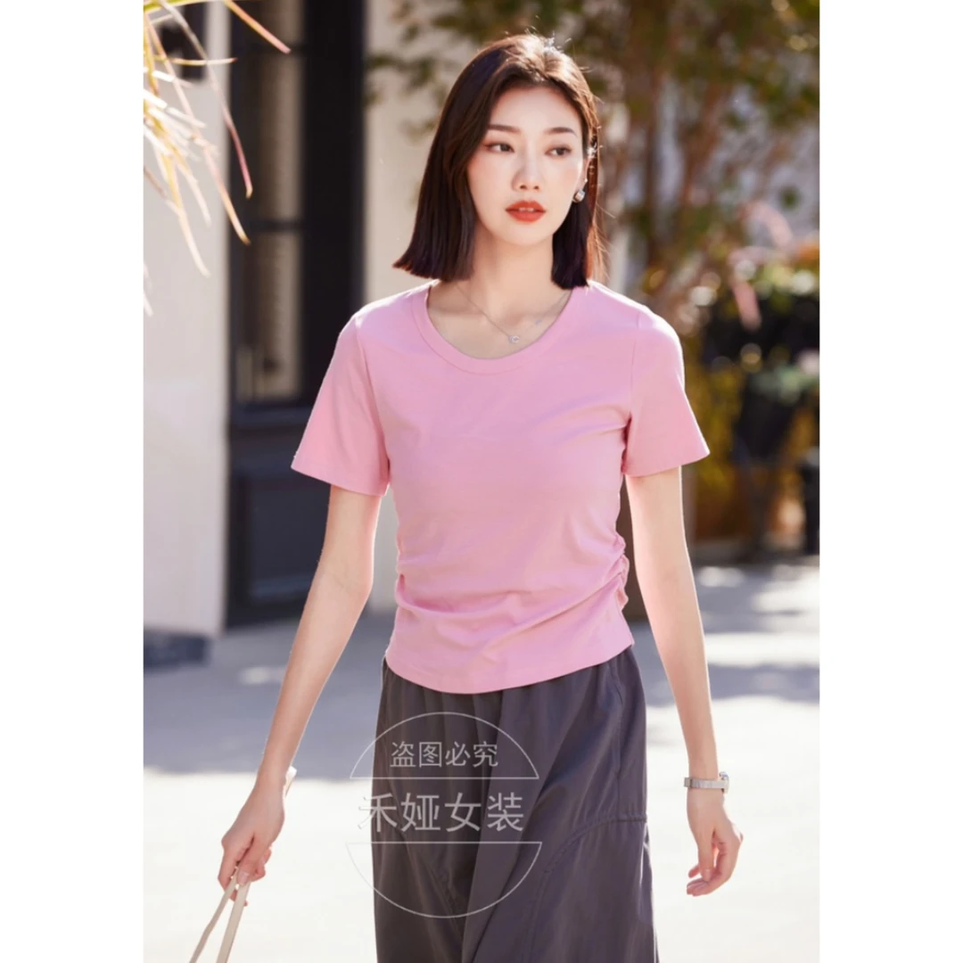 希茜1523  夏季新款时尚显瘦休闲百搭简约T恤