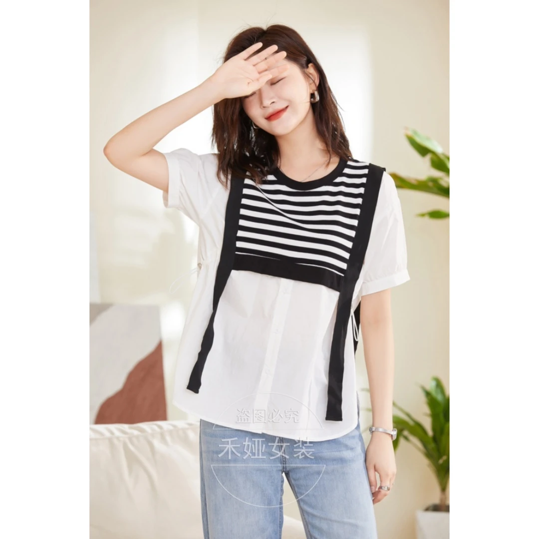 希茜8560 夏季新款时尚显瘦宽松休闲百搭简约T恤