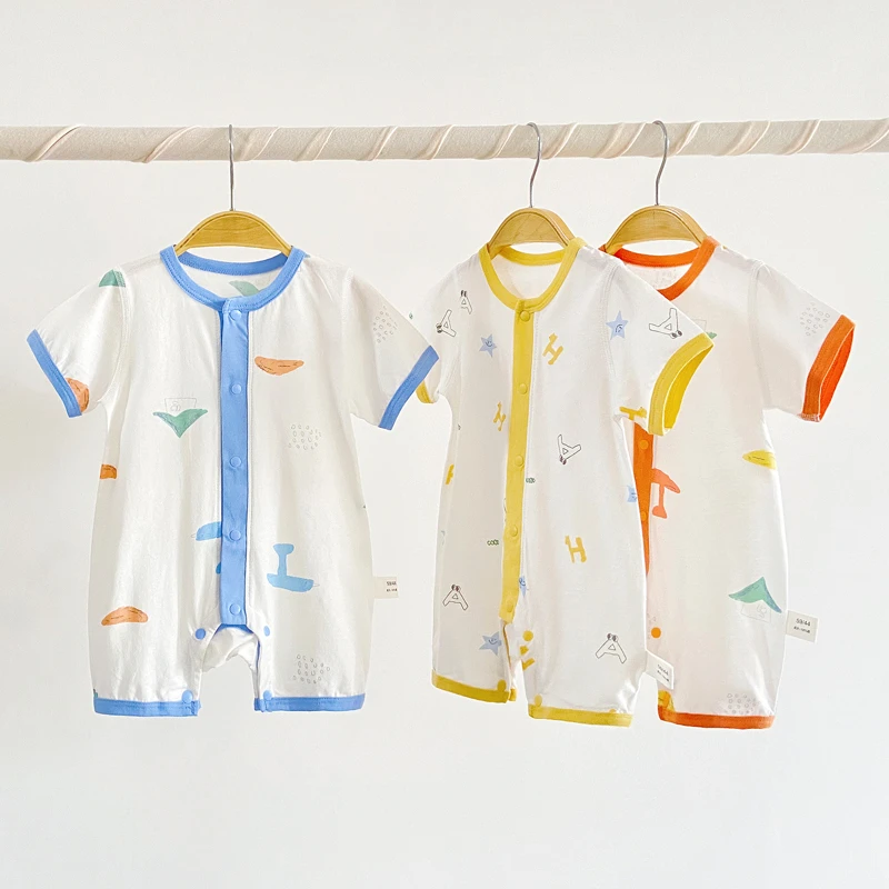 婴儿短袖连体衣夏季薄款纯棉闭裆哈衣新生儿衣服夏天男女宝宝夏装