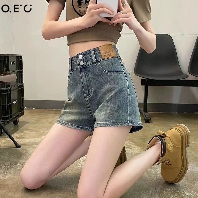 韩版字版型显瘦显腿长高腰牛仔短裤女a字小个子辣妹阔腿热裤夏季