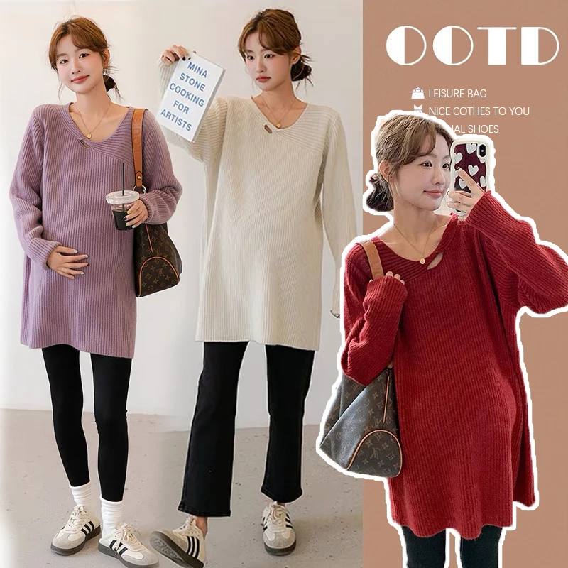 2025孕妇毛衣孕妇装韩版宽松大码加厚孕妇毛衣百搭孕妇上衣显瘦潮
