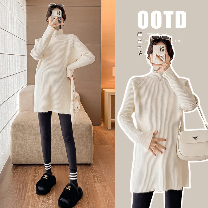 孕妇装秋冬外穿小个子半高领毛衣冬季长袖上衣春秋针织打底衫潮妈