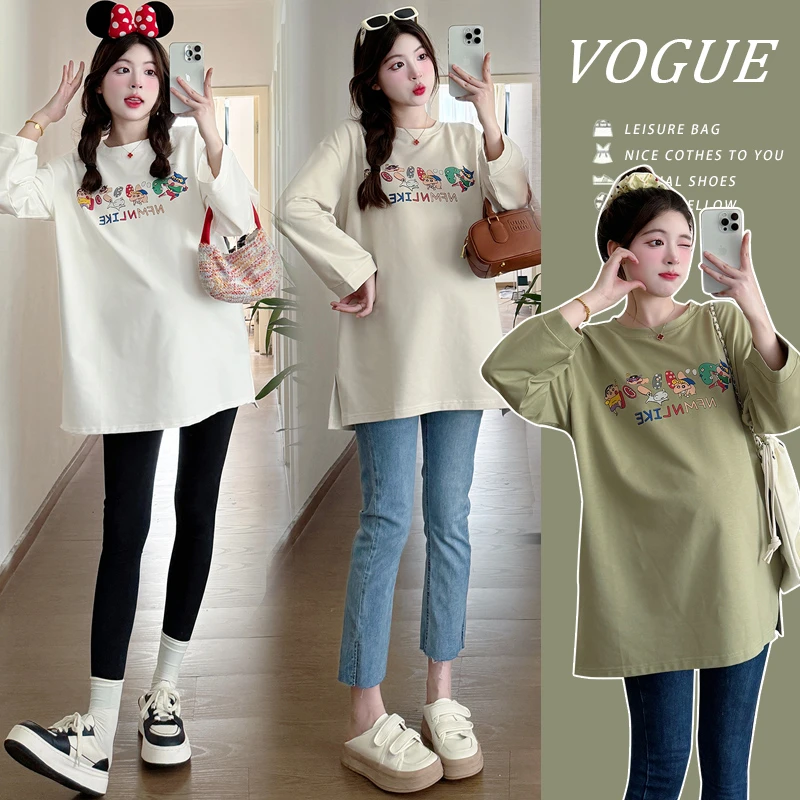 孕妇装秋装时尚辣妈款2025新款长袖孕妇上衣潮妈宽松大码孕妇卫衣