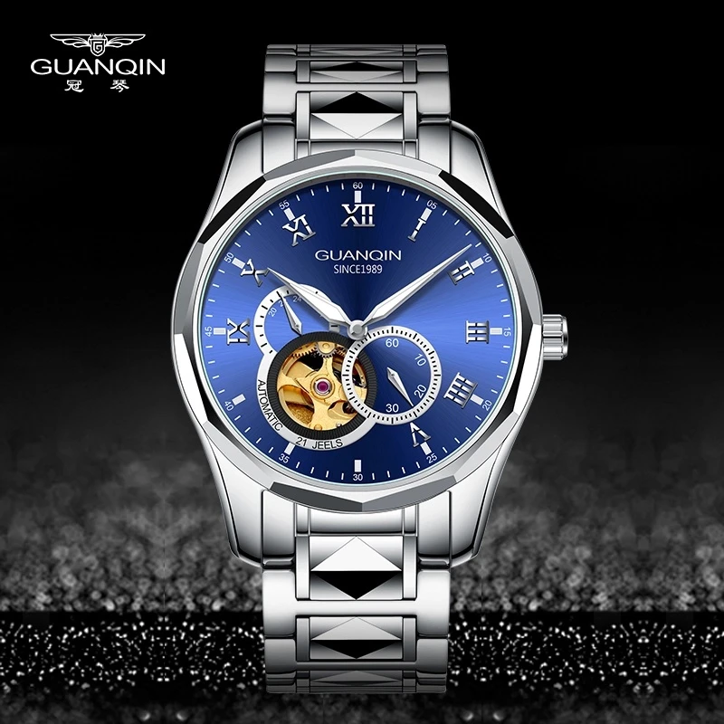 【高端黑武士】进口机芯 钨钢菱型超酷镂空陀飞轮防水男款机械腕表