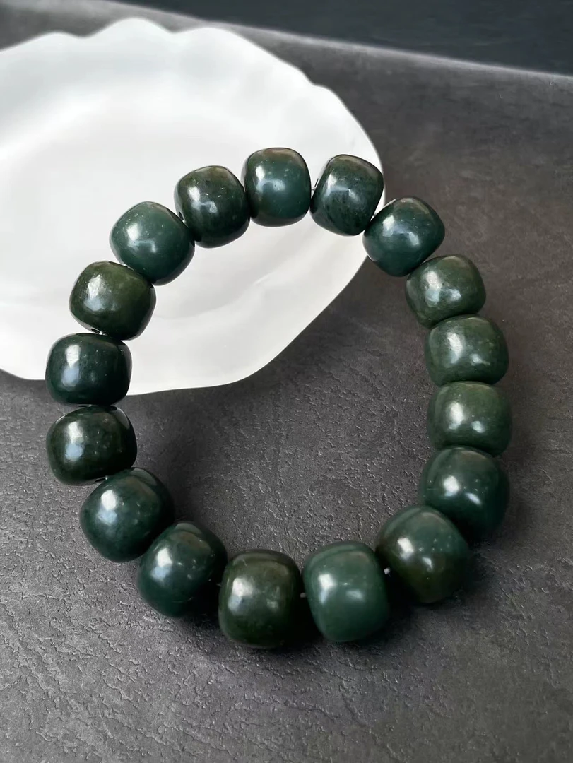 和田玉青玉 老型珠男女款