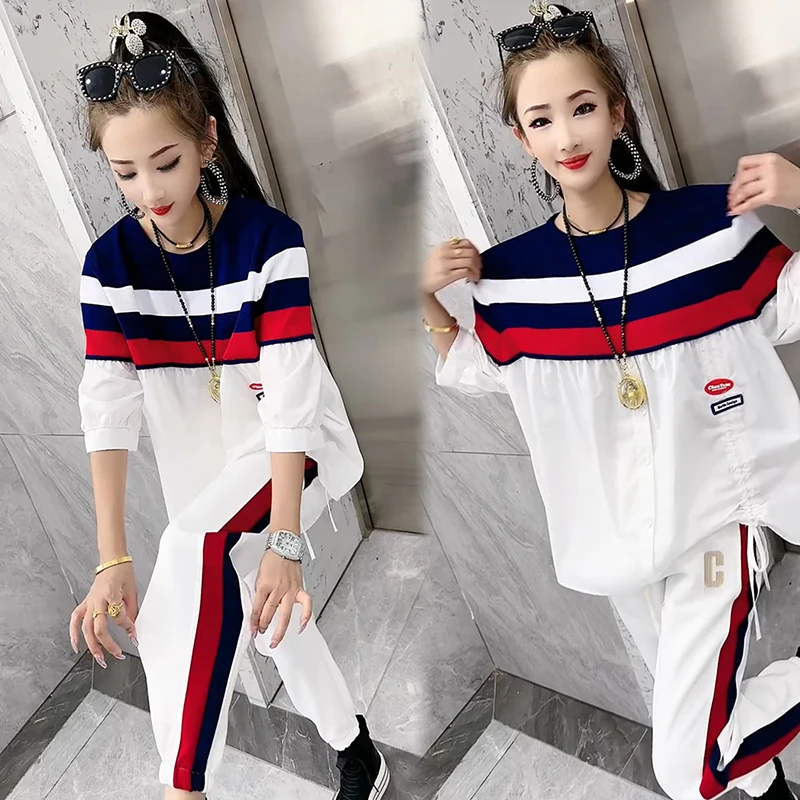 2024春季新款时尚套装女显瘦宽松大码高档气质百搭遮肚ins两件套