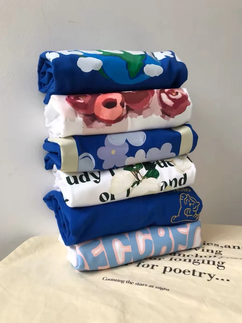 馥琳娜【2号链接】纯棉打底衫女t恤宽松百搭夏季宽松卡通印花短袖