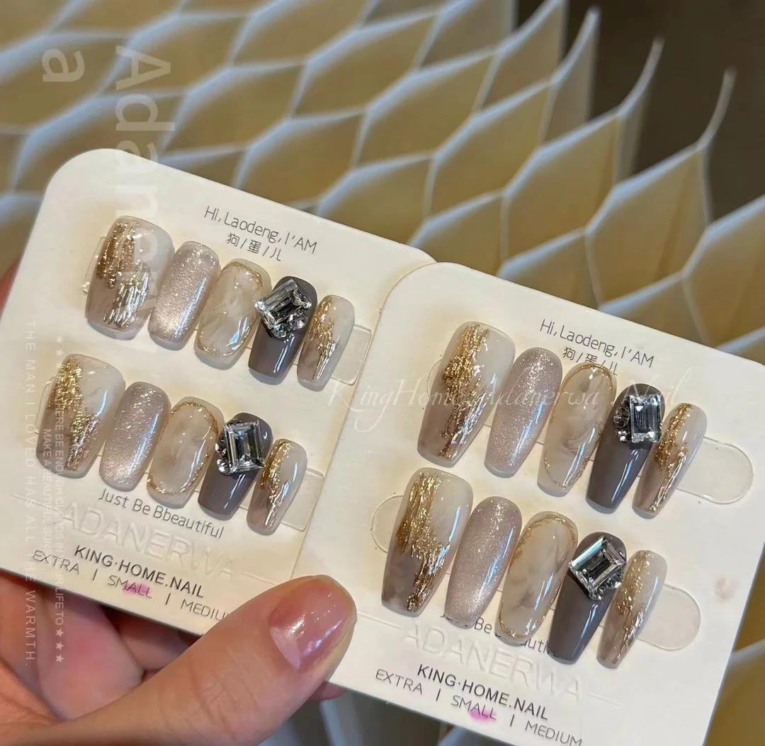 【半tour废】BB手工定制穿戴甲2024冰透新款美甲冰透夏日纯欲风