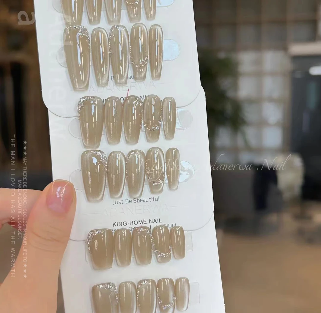 Q212【五行缺肉】BB手工定制穿戴甲2024冰透新款美甲冰透夏日纯欲风