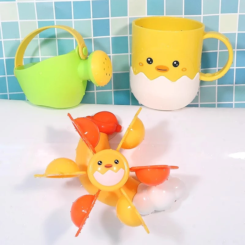 宝宝儿童婴儿洗澡玩具沐浴花洒戏水小黄鸭旋转水车玩水男孩女孩子