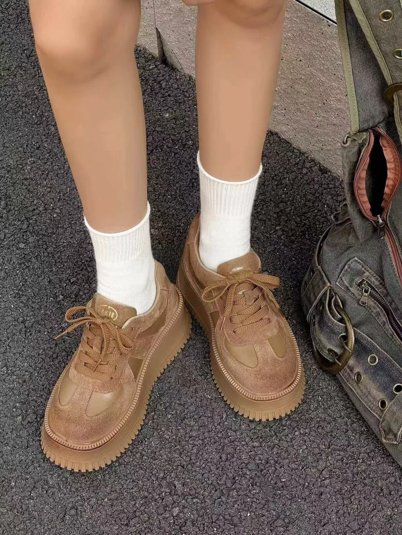 妮子严选港风厚底增高松糕鞋女休闲系带板鞋潮5228