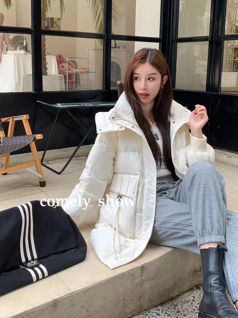冬季中长款连帽加厚显瘦90白鸭绒百搭羽绒服外套6509