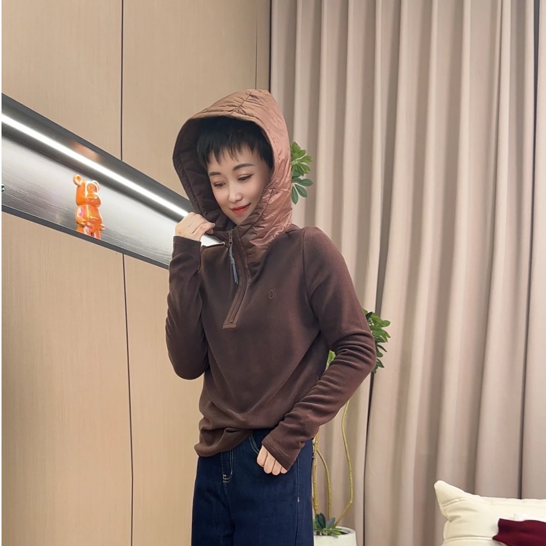 妮子严选“逆龄人生”显瘦百搭连帽德绒小衫79679