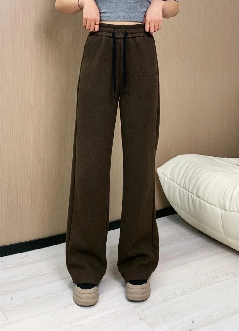 秋冬加厚新款阔腿裤女士时尚休闲显瘦百搭气质款毛呢33673