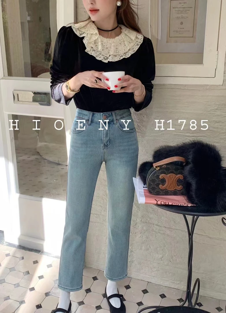 冬季新款加厚加绒百搭显瘦显腿长气质款牛仔裤烟管裤1785