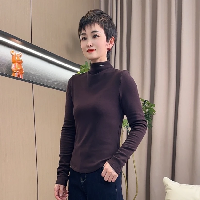 妮子严选高品质秋冬款柔软加厚磨毛亲肤小立领长袖打底衫T恤910