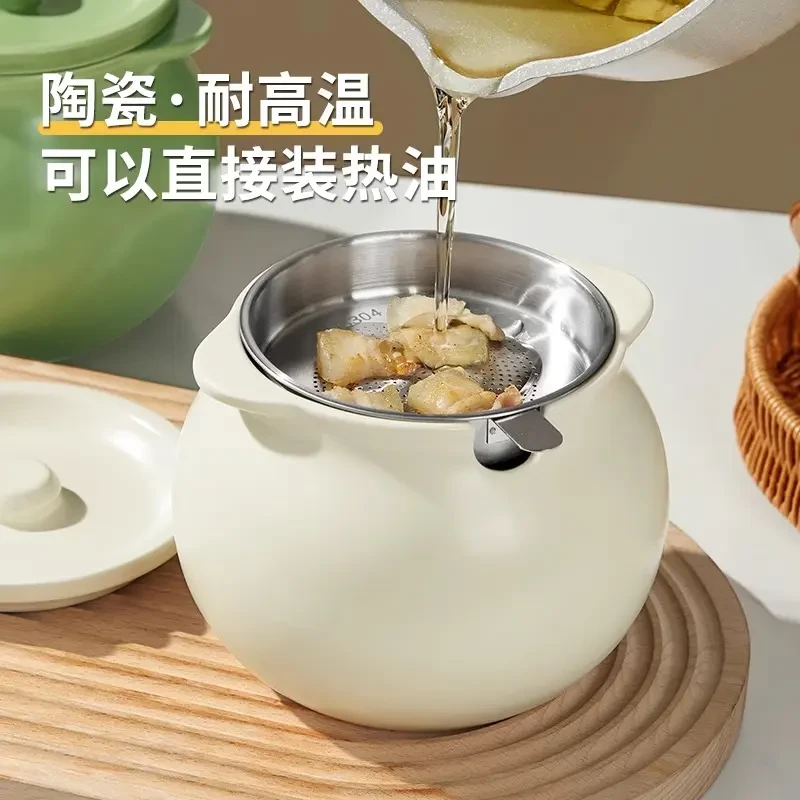 陶瓷猪油罐子家用耐高温带盖装荤油辣椒油专用的容器油壶储油坛子