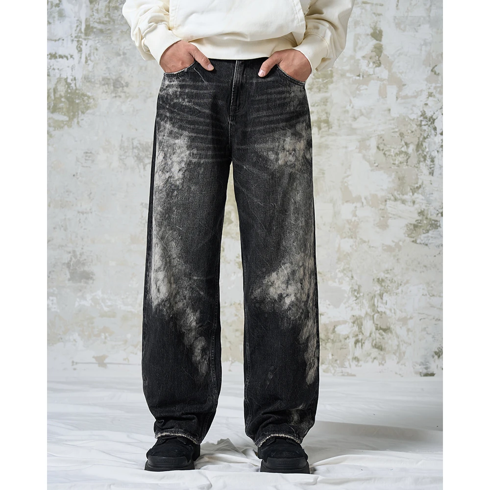 Dokie/道基【斑驳】15盎司重磅进口水洗宽松直筒版型牛仔裤32046