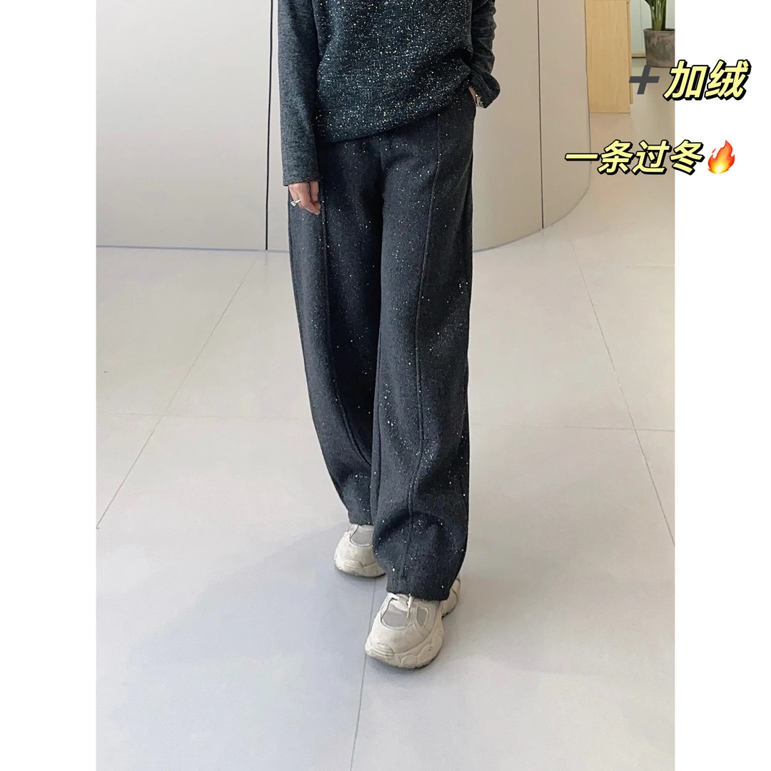 微胖女装【高定星光裤】星空加绒香蕉裤秋冬新款高级裤子20561