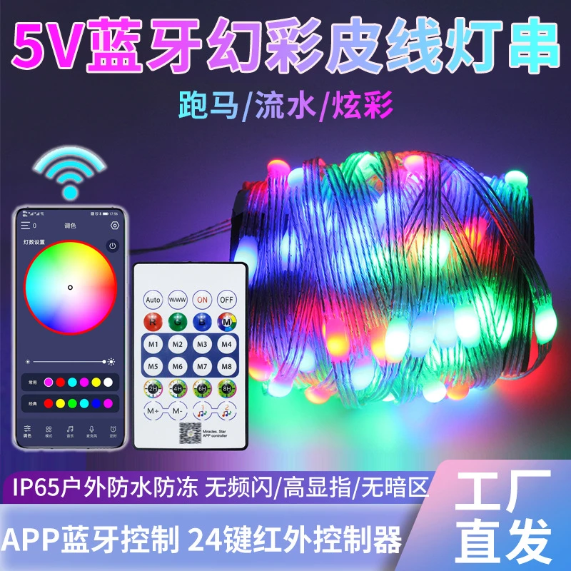 新款氛围幻彩皮线控制网红声控串灯幻彩流水灯带寿宴场景布置