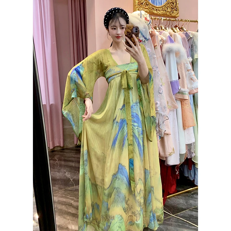 陛下兰他惜汉元素襦裙汉服夏季清仓连衣裙春夏复古国风长袖日常