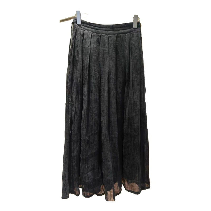 半身裙春夏2024新款时尚高腰百搭气质褶皱大摆长款女装百褶裙