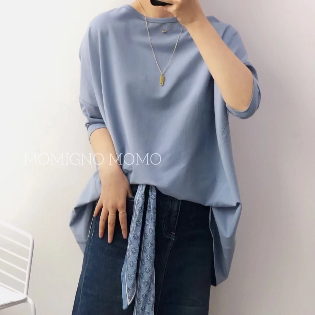 04001春夏新款大码时尚舒适休闲简约透气圆领纯色百搭款彩色T恤