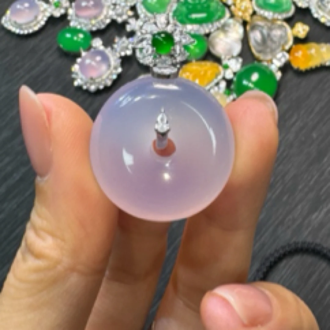 新品  银s925镶嵌玉髓平安扣