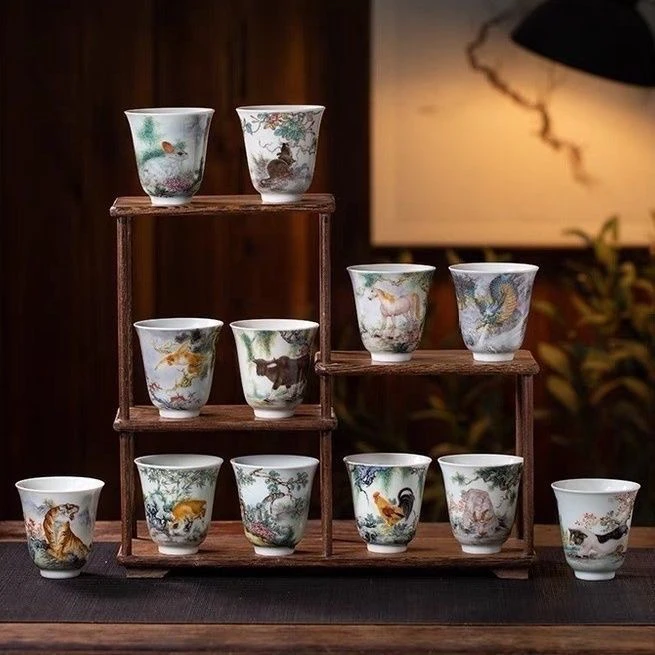 景德镇陶瓷十二生肖闻香杯