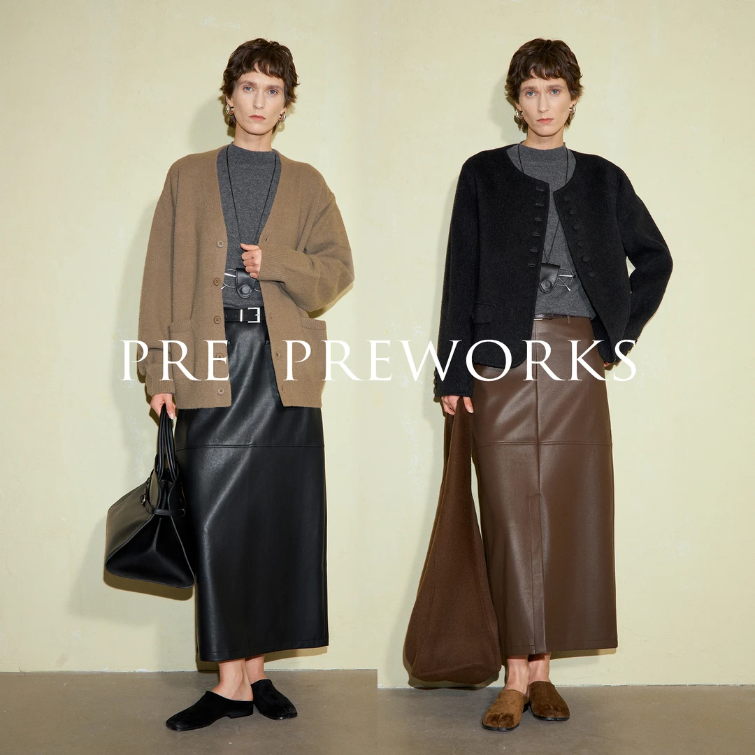 PRE PREWORKS极致触感显瘦高腰  前后两穿百搭直筒半身皮裙