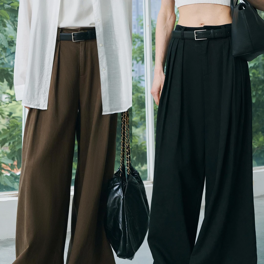 舒适松弛感 丝光棉感大阔腿休闲长裤