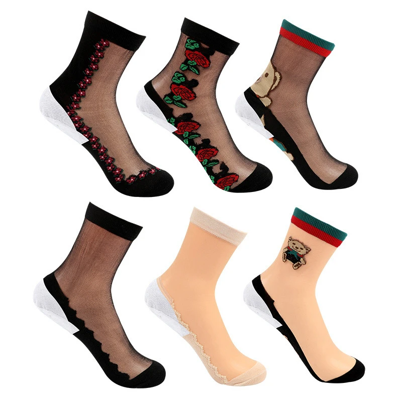 24秋冬新款棉底水晶丝防裂袜女春夏秋冬玻璃丝防脚干脚裂袜子足跟