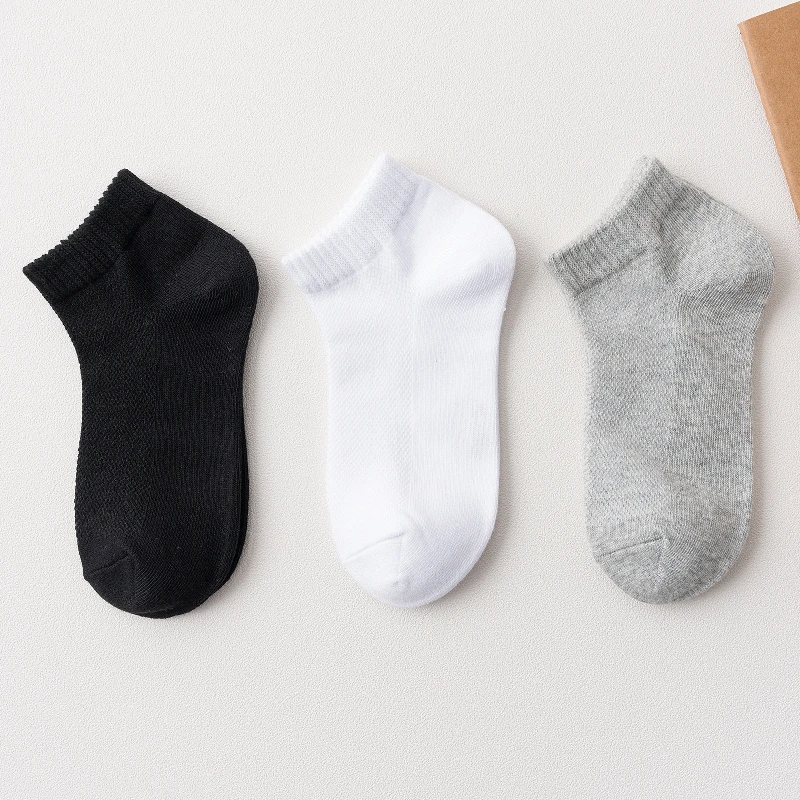 学生袜白色棉袜夏季网眼薄款儿童袜子透气男女中大童小孩运动船袜