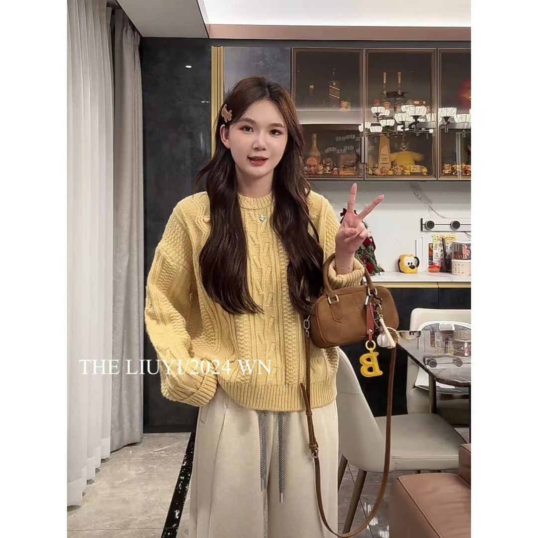 【LIUYI】雪花酥~冬季加厚圆领针织上衣411295