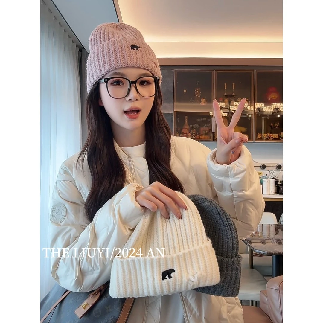 【LIUYI】北极熊冬季针织保暖毛线帽6768