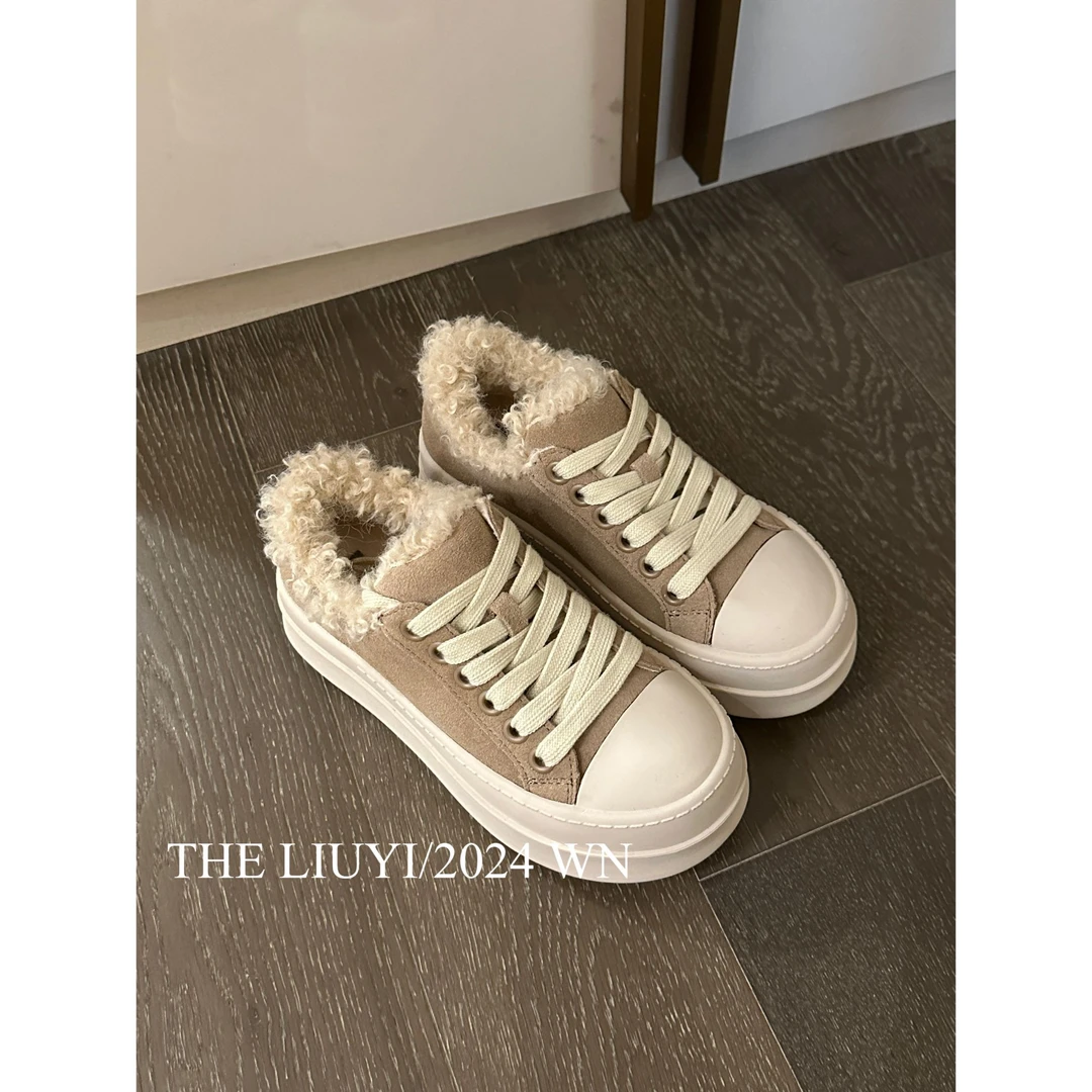 【LIUYI】冬季厚底加绒毛毛饼干鞋6828