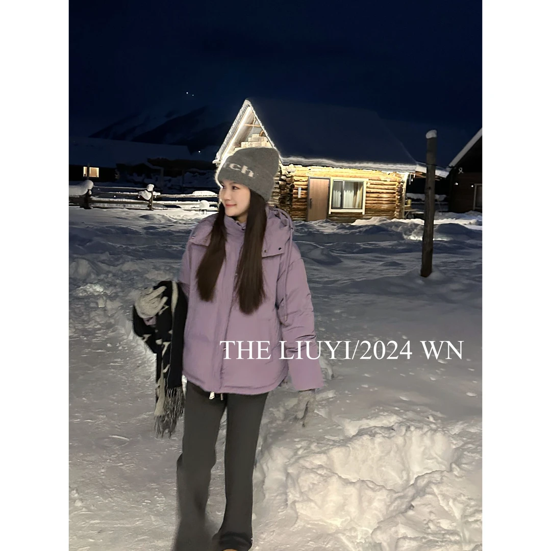 【LIUYI】蓝莓~90白鸭绒连帽羽绒服外套411281