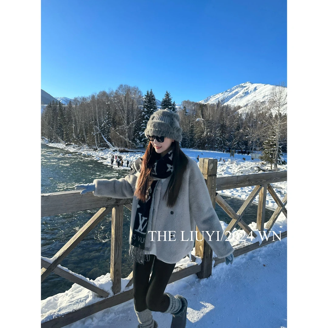 【LIUYI】浪漫冬日~冬季V领毛毛外套411148