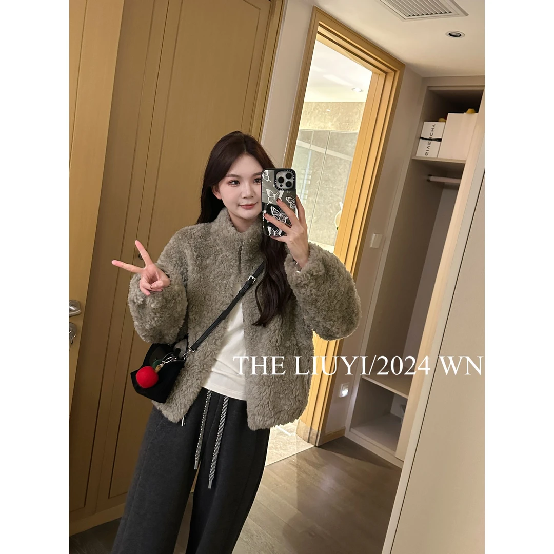 【LIUYI】灰泰迪~冬季100%羊毛立领毛毛外套410302