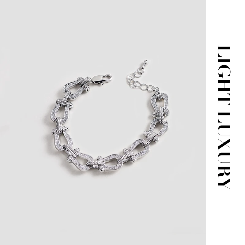 铜合金合成锆石手链 0416394马蹄扣手链时尚 女