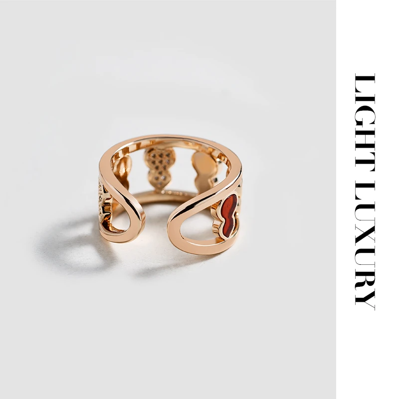 铜合金合金合成锆石戒指  0490359葫芦戒指开