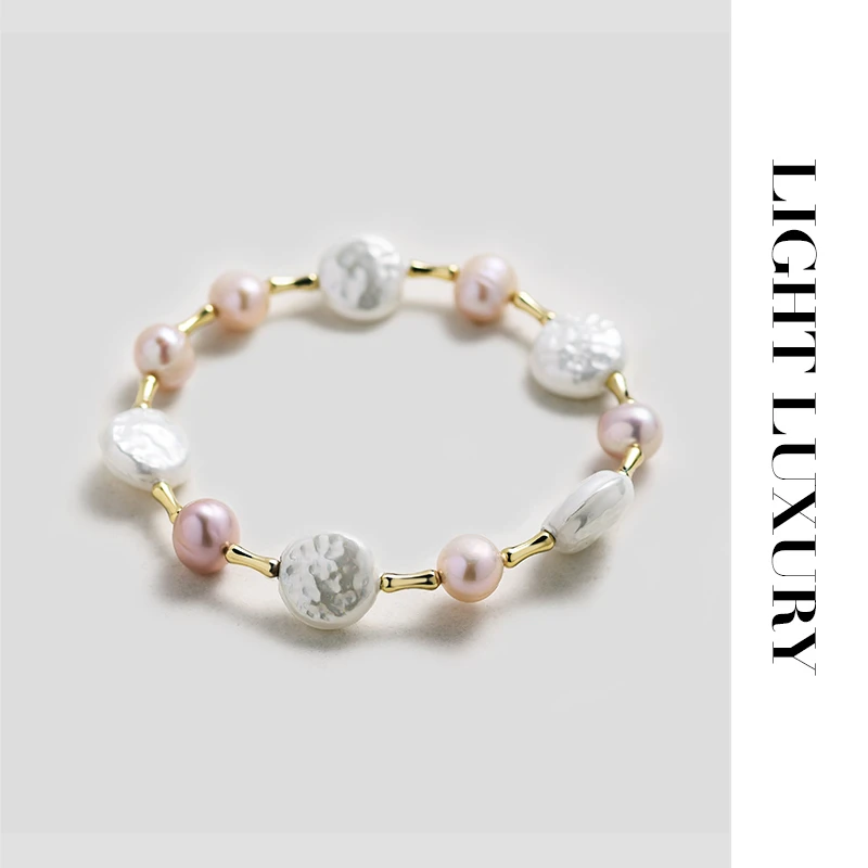 铜合金合金仿珍珠手链  0462379手工串珠 巴洛克形状