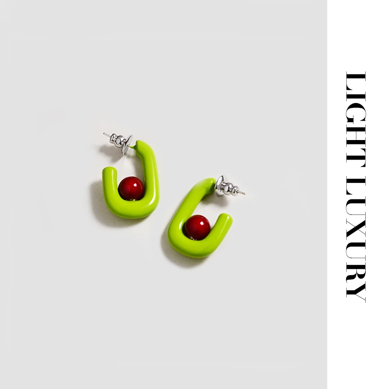 0440349耳钉糖果色 耳环女 牛油果吕2024春季新款